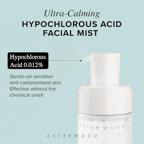 Asterwood Hypochlorous Acid Spray For Face - Targets Acne Redness Irritation - Multi-Purpose Skin Repair - Antibacterial Antimicrobial - After Gym/Post-Workout Facial Mist 4 Fl Oz