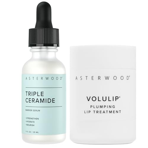 Asterwood Triple Ceramide Serum 1 Oz + Hyaluronic Acid Lip Treatment