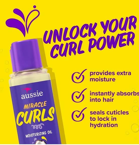 Aussie Miracle Moist Hair Oil Intense Hydration Treatment With Jojoba Coconut And Avocado Oil 3.2 Fl Oz Bundle Pack
