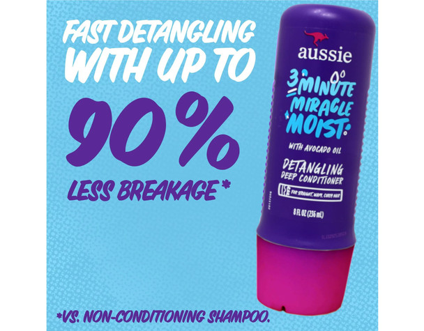 Aussie 3 Minute Miracle Moist Detangling Deep Conditioner Treatment With Avocado Oil 8 Fl Oz Paraben And Sulfate