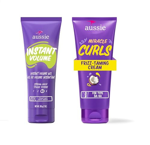 Aussie Hair Styling Variety Pack - Instant Volume Gel & Miracle Curls Cream With Wavy & Curly Hair Sulfate- 2 (Pack)