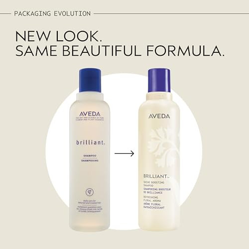 Aveda Brilliant Shine Boosting Shampoo Adds Shine Clarifying Shampoo Removes Product Build-Up All Hair Types Jasmine Rose Clove Aroma 8.5 Fl Oz