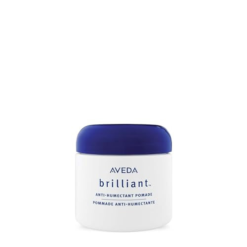 Aveda Brilliant Anti-Humectant Pomade Helps Prevent Frizz & Flyaways Protects Against Humidity For Curly & Coily Hair Types Castor Oil And Rice Bran Jasmine Rose Clove Aroma 2.5 Ounce