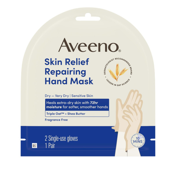Aveeno Skin Relief Repairing Hand Mask Moisturizing Gloves With Triple Oat & Shea Butter For Very Dry Skin Hand Care For Sensitive Skin Fragrance- 1 Pair Of Single-Use Gloves