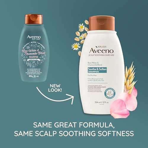 Aveeno Rose Water & Chamomile Shampoo For Dry Hair Hydrating 12 Fl Oz(Packaging May Vary)
