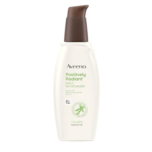 Aveeno Positively Radiant Face Moisturizer With Spf 30 Sunscreen Hydrating Facial Moisturizer With Soy Extract To Visibly Improve Skin Tone And Texture Hypoallergenic Formula Oil- 2.3 Fl Oz