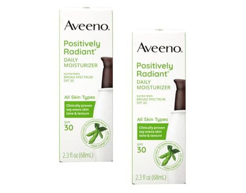 Aveeno Active Naturals Positively Radiant Daily Moisturizer Spf-30 Uva/Uvb Sunscreen 2.5-Ounce Bottles (Pack Of 2)