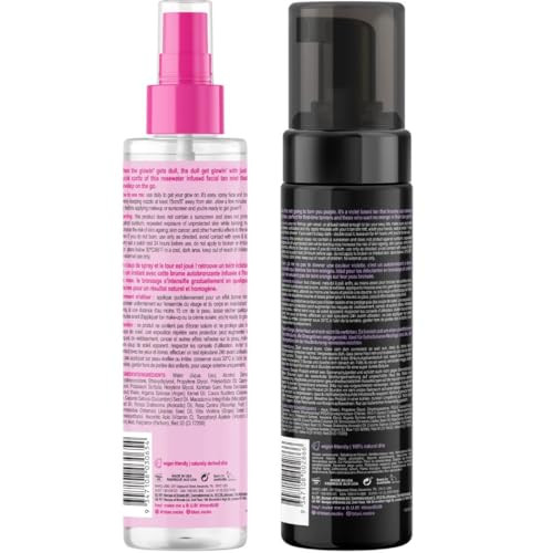 B.Tan Violet Self Tan Foam & Face Mist Kit Lovers Bundle - Dark Sunless Tanning Mousse Bronzing Glow Gradual Facial + Body Spray Mitt Applicator 1 Hour Express No Fake Tanner Smell 6.7 Fl Oz