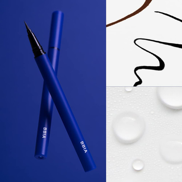 Bbia Bbia Never Die Brush Eyeliner - Waterproof & Sweat-Proof Liquid Pen Eye Liner No-Skip With Highly Resilient Fine Brush Tip Satin Finish Long-Lasting Quick Dry Vegan Korean Eye Makeup (01 Matte Black)