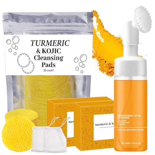 Bcbu 4Pcs Turmeric Wash And Care Three Piece SetTurmeric Trio: Facial WashCleansing Mousse & Soap For Skin CareTurmeric Cleansing Exfoliating PadsTurmeric Face Wash For Face & Body