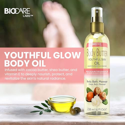 Biocare Body Butter Youthful Skin Oil With Cocoa Butter & Shea Butter Infused With Vitamin E 6 Oz