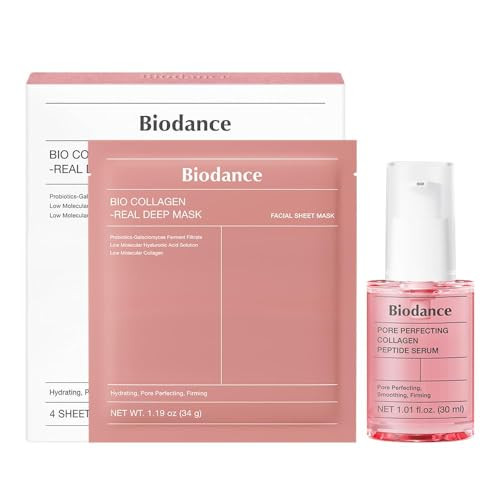 Biodance Collagen Duo: Bio Collagen Real Deep Mask & Collagen Peptide Serum Pink Duo Bundle For Glass Skin Plumping Hydration Firming Korean Skin Care Skin Care Set