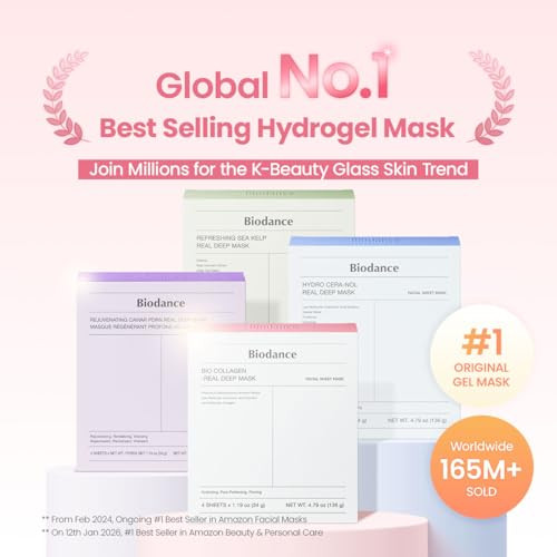 Biodance Collagen Pink Glow Trio: Collagen Real Deep Mask & Toner Pads & Peptide Serum For Plumping Hydration Firming Korean Skin Care Skin Care Set
