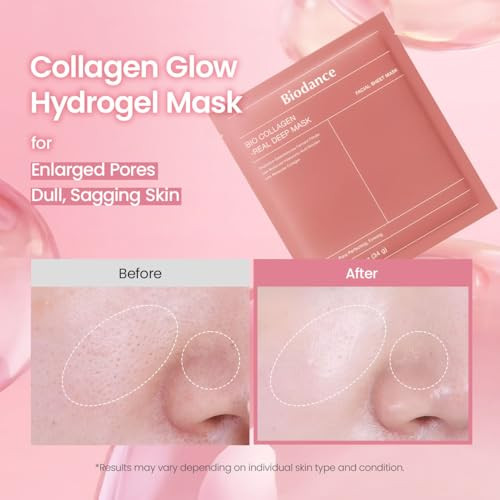 Biodance Collagen Pink Glow Trio: Collagen Real Deep Mask & Toner Pads & Peptide Serum For Plumping Hydration Firming Korean Skin Care Skin Care Set