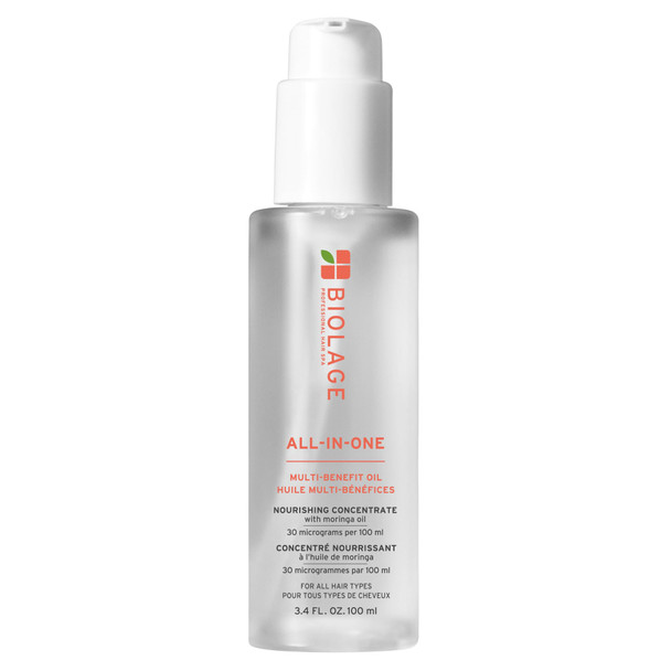 Biolage All-In-One Multi-Benefit Styling Oil - Detangles Nourishes & Smoothes For All Hair Types With Moringa Oil Vegan