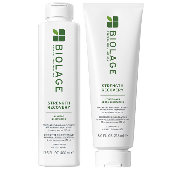 Biolage Strength Recovery Shampoo & Conditioner Set - Gently Cleanses & Reduces Breakage For All Damaged & Sensitized Hair Types Vegan And Cruelty- 13.5 Fl Oz