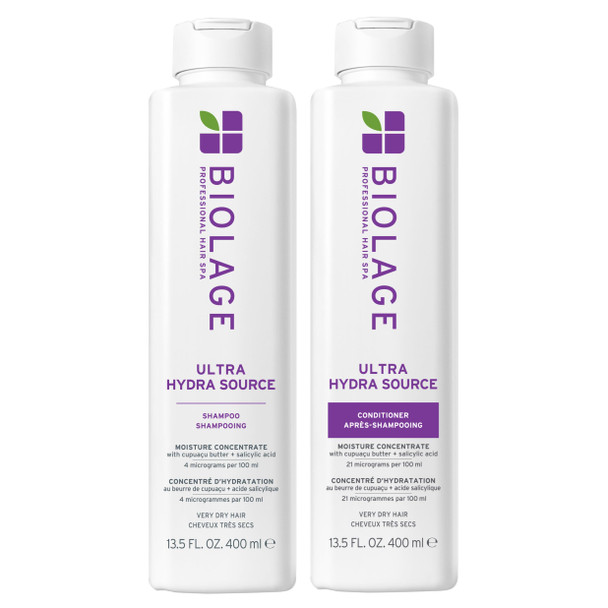 Biolage Ultra Hydra Source Shampoo & Conditioner Set - Renews Hair's Moisture And Deeply Conditions With Frizz Control And Added Shine For Very Dry Hair Silicone- & Vegan