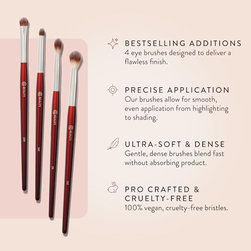Bk Beauty - Core Line Extension Eye Set (4Pc) - Professional Eyeshadow Brush Set For Precise Makeup Placement & Blending Premium Eye Makeup Brushes For Flawless Application