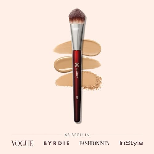 Bk Beauty 114 Dual-Sided Concealer Brush Precision Concealer & Powder Makeup Brush For Under-Eyes Blemishes And Touch-Ups Soft Vegan Bristles