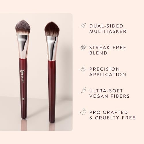 Bk Beauty 114 Dual-Sided Concealer Brush Precision Concealer & Powder Makeup Brush For Under-Eyes Blemishes And Touch-Ups Soft Vegan Bristles
