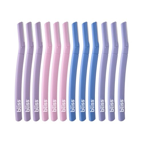 Bliss Stainless Steel Disposable Dermaplaning Tools Facial Exfoliator And Eyebrow Razor To Dermaplane Peach Fuzz -1 Pack 12 Count