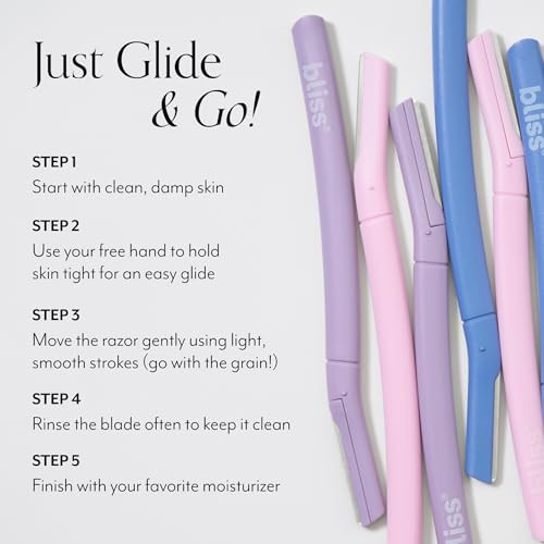 Bliss Stainless Steel Disposable Dermaplaning Tools Facial Exfoliator And Eyebrow Razor To Dermaplane Peach Fuzz -1 Pack 12 Count