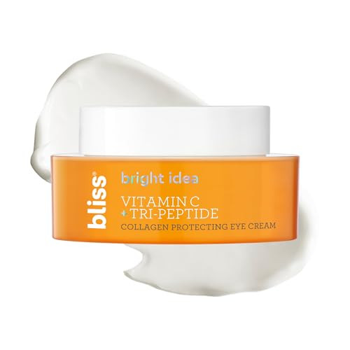 Bliss Bright Idea Vitamin C Eye Cream - Brighten & Hydrate Anti-Aging Treatment Reduces Fine Lines Boosts Collagen & Firms 3-O-Ethyl Ascorbic Acid Tri-Peptide & Licorice Root 0.5Fl Oz