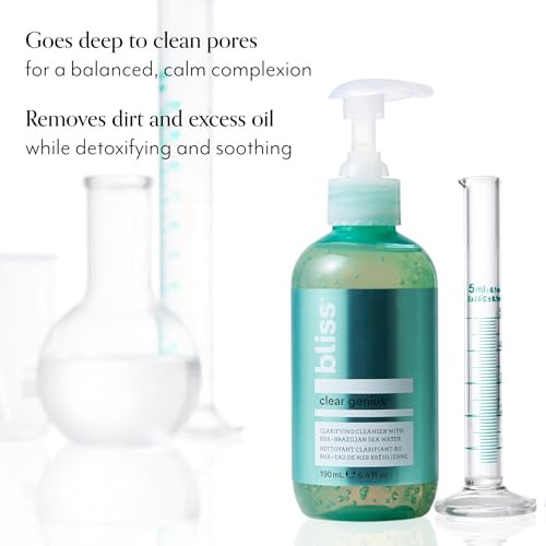 Bliss Clarifying Duo - Clear Genius Salicylic Acid Gel Cleanser + Overnight Liquid Peel - Visbily Reduce Pores Overnight And Clarify Skin With Bha & Niacinamide