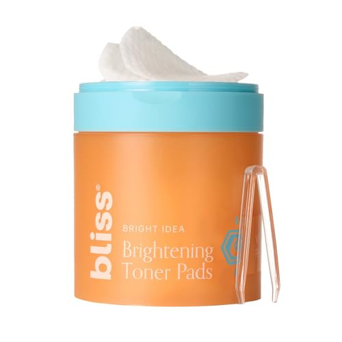 Bliss Bright Idea Vitamin C + Peptide Toner Pads 12% Hydration + Brightening Complex For Radiant Smooth Skin Helps Reduce Look Of Dark Spots & Support Firmness 70 Pads