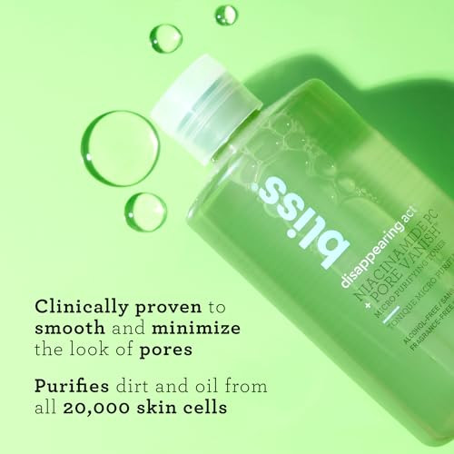 Bliss Bright & Balanced Skincare Trio: Vitamin C Serum Niacinamide Toner & 2-In-1 Cleanser Anti-Aging Dark Spot Reduction Pore Minimization Clean Vegan & Cruelty-