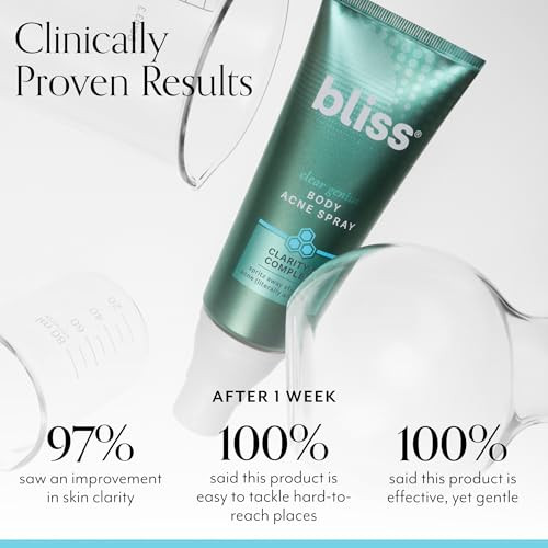 Bliss Clear Genius Body Acne Spray - 3.5 Fl Oz - Maximum Strength 2% Salicylic Acid & Niacinamide - Targets Body Acne & Prevents Future Breakouts - Post Workout - Clean - Vegan & Cruelty-