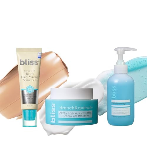 Bliss Block Star Spf 30 + Drench & Quench Moisturizer + Fab Foaming Cleanser Ultimate Daily Hydration & Protection Trio