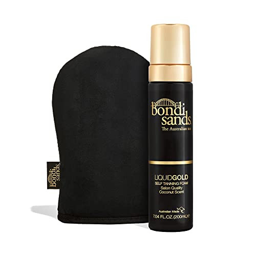 Bondi Sands Liquid Gold Self Tanning Foam + Application Mitt Includes Lightweight Sunless Foam + Reusable Mitt For A Flawless Finish ( 32 Value)
