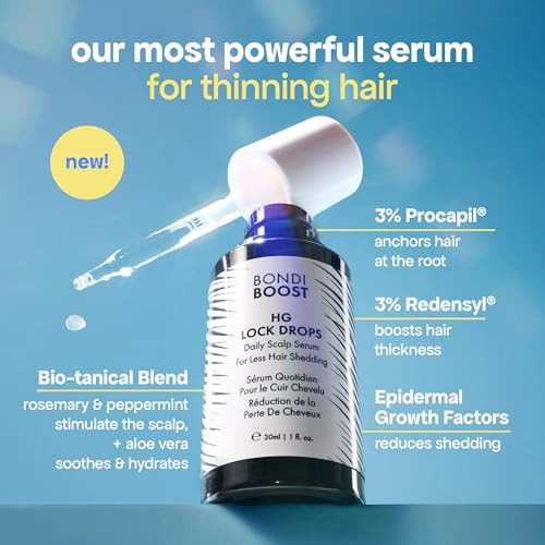 Bondiboost Hg Anti-Thinning Shampoo & Conditioner Set 500Ml + Hg Lock Drops Serum 30Ml Clinically Tested To Reduce Shedding & Promote Thicker Fuller Hair For Women & Men Vegan & Sulfate-