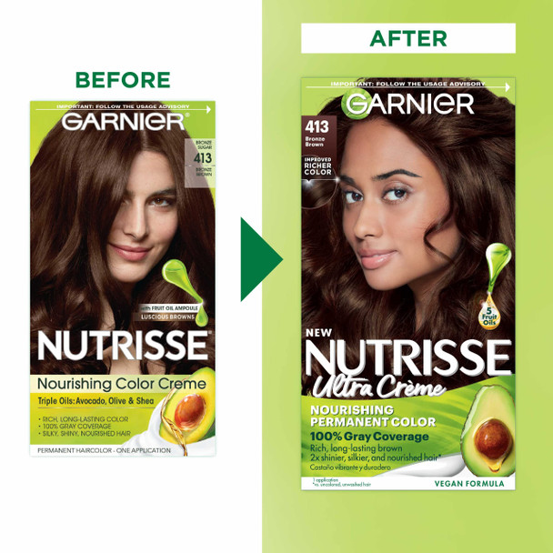 Garnier Nutrisse Nourishing Color Creme, Bronze Brown [413] 1 Ea