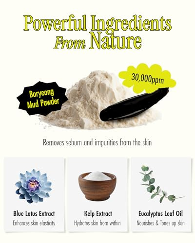 Brmud Relief Mud Peel Off Mask - Gentle Hypoallergenic Exfoliating Deep Pore Blackhead Cleanser & Sebum Control - Korean Skincare For All Skin Types (3.72 Fl Oz)