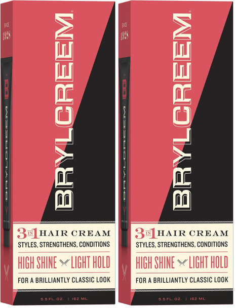 Brylcreem 3-In-1 Original High Shine Men's Hair Cream For Styling Strengthening And Conditioning Alcohol- 5.5 Ounce (Pack Of 2)