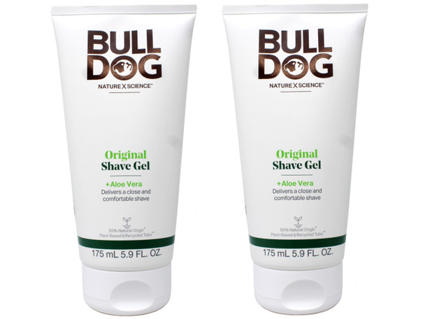 Bulldog Original Shave Gel For Men Aloe Vera Enriched Delivers A Close & Comfortable Shave 95% Natural Origin 5.9 Fl Oz (Pack Of 2)