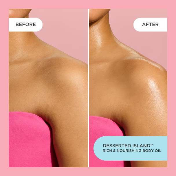 Cake Beauty Body Oil Desserted Island - Rich & Nourishing Body Oil Radiance Enhancing - Argan Oil Aloe Camelia Leaf Extract - For Dry Skin - 100 Ml / 3.4 Fl Oz