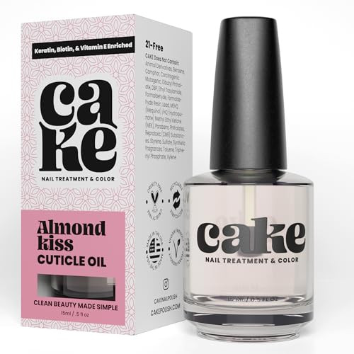 Cake Almond Kiss Cuticle Oil - Fortified Cuticle & Nail Treatment With Biotin Keratin Vitamin E And Aromatic Almond For Full Salon Spa Experience .05 Fl Oz. Cake Nail Treatment & Color