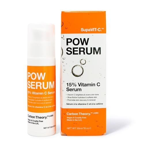 Carbon Theory Pow 15% Vitamin C Face Serum For Tired Dull Looking Skin Targets Hyperpigmentation Gently Exfoliates And Boosts Skin Glow Enriched With Shea Butter 30Ml
