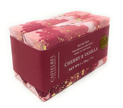 Castelbel Set Of Cherry & Vanilla Fragranced Luxury Soap (2) 7-Ounce Bars