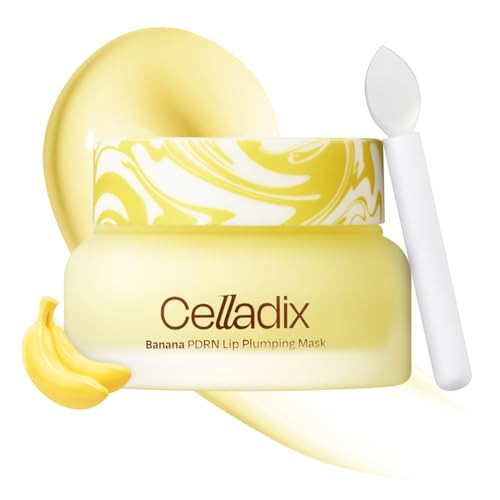 Celladix Overnight Lip Plumping Mask With Banana Pdrn Pudding-Like Melting Balm Texture Vanilla Scent Hydrating & Mild Plumping Treatment For Kissable Lips With Honey & Collagen 0.5 Fl Oz