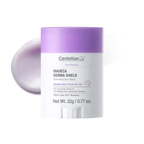 Centellian 24 Madeca Derma Shield Vital Airy Sun Stick Broad Spectrum Spf50+ 0.77 Fl Oz Sebum Control Primer Matte Sunscreen Stick For Oily Skin Pore Care Lightweight No White Cast Uv Protection