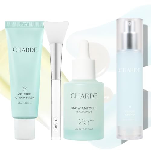 Charde Dark Spot & Firming Skincare Trio Brightening Serum + Peel-Off Mask + Cloud Cream Complete At-Home K-Beauty Routine (30Ml + 50Ml + 50Ml)