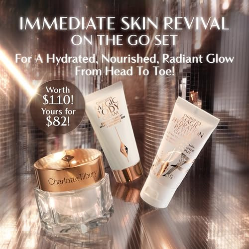 Charlotte Tilbury Immediate Skin Revival Mini Skin Care Set - Travel Size Skincare Kit With Glow Toner Magic Serum & Magic Cream For A Healthy Radiant Glow