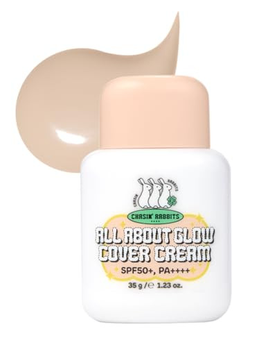 Chasin' Rabbits All About Glow Cover Cream 1.23 Oz Lightweight Hydrating Long-Lasting Radiance For A Flawless Glow Smooth Skin Texture Vegan Korean Makeup