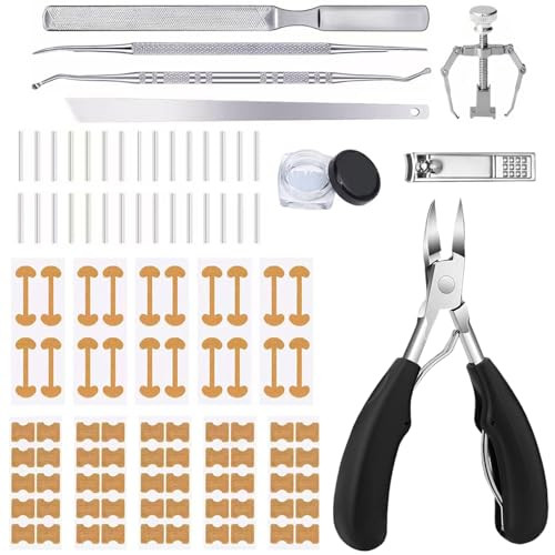 Chemailon Professional Ingrown Toenail Correction Kit - Stainless Steel Ingrown Toenail Clippers Correction Patches Lifter & Tools For Ingrown Toenail Treatment Home Pedicure Solution