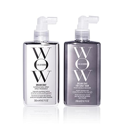 Color Wow Dream Duo For Curly Hair- Switch Up Your Style From Curly To Straight And Back Again. Featuring Dream Coat And Dream Coat Curly With Advanced Frizz Control + Heat Protectants For Glossy Hair