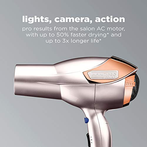 Infinitipro By Conair Hair Dryer With Diffuser Volume And Shine Pro Ac Motor Blow Dryer Includes Diffuser And Concentrator Rose Gold